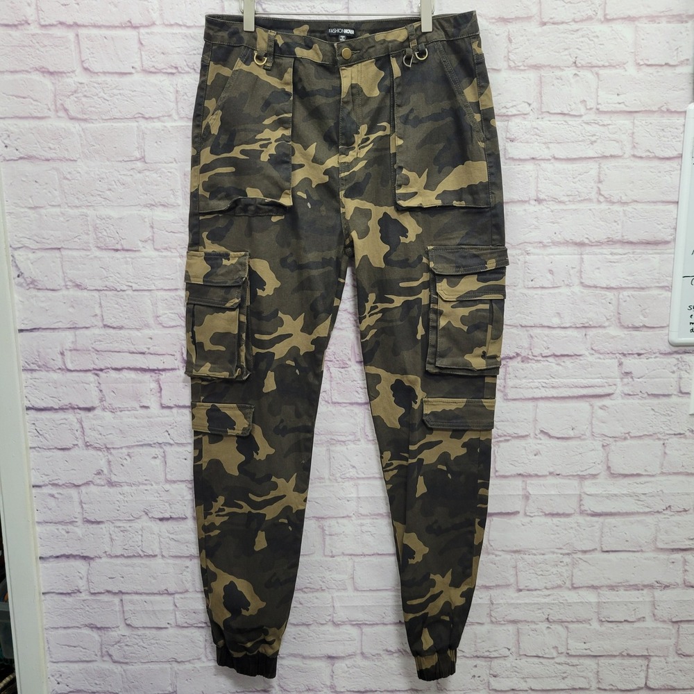 Fashion Nova‎ Camo Cargo Pants Womens 1X Joggers Green Military Utility Gorpcore